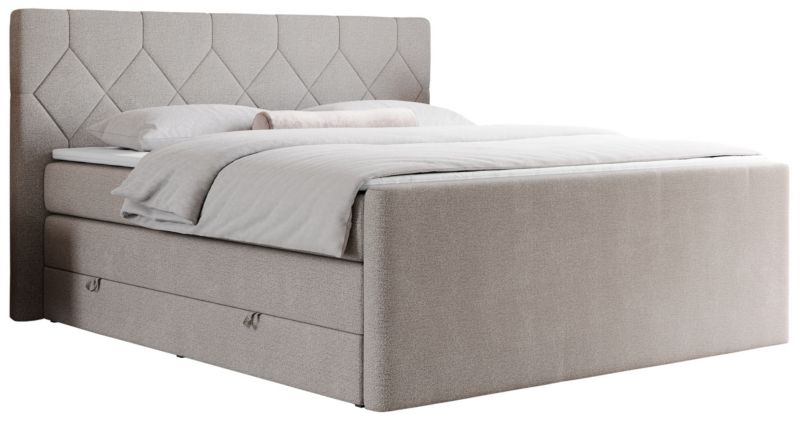 Łóżko kontynentalne MKS Meble KING EIGAR 180x200 H4 beżowy struktura 1szt.