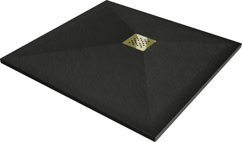 Brodzik kwadratowy Mexen Stone+ czarny 80x80 cm 1 szt.