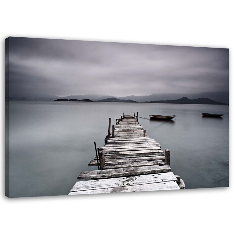 Obraz do salonu na ścianę Feeby Pomost Jezioro krajobraz Szary 60x40cm 1szt