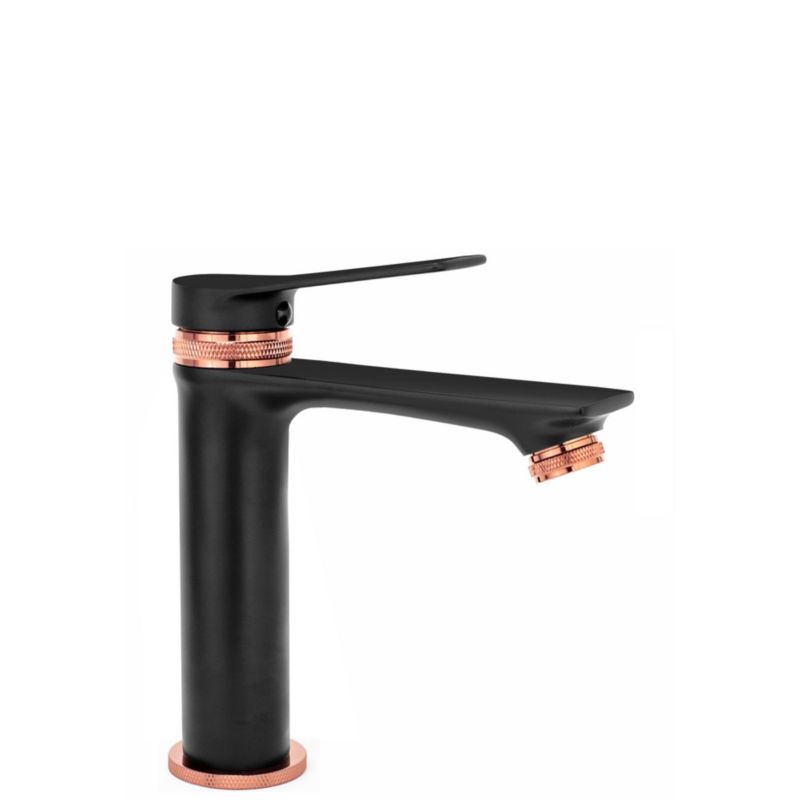 Bateria Umywalkowa Rea Js-634901Rgb Viral Niska Czarny Różowe Złoto 16,5X5X18Cm 1 Szt