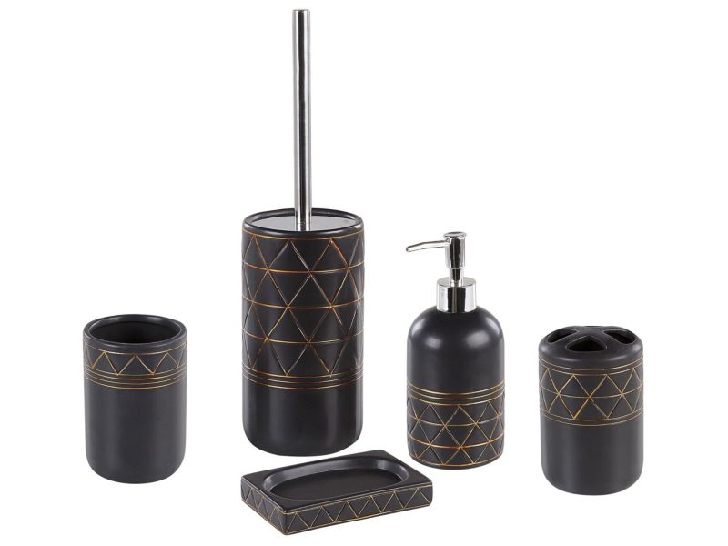 5-częściowy zestaw akcesoriów łazienkowych ceramiczny czarny Lanco 1 kpl