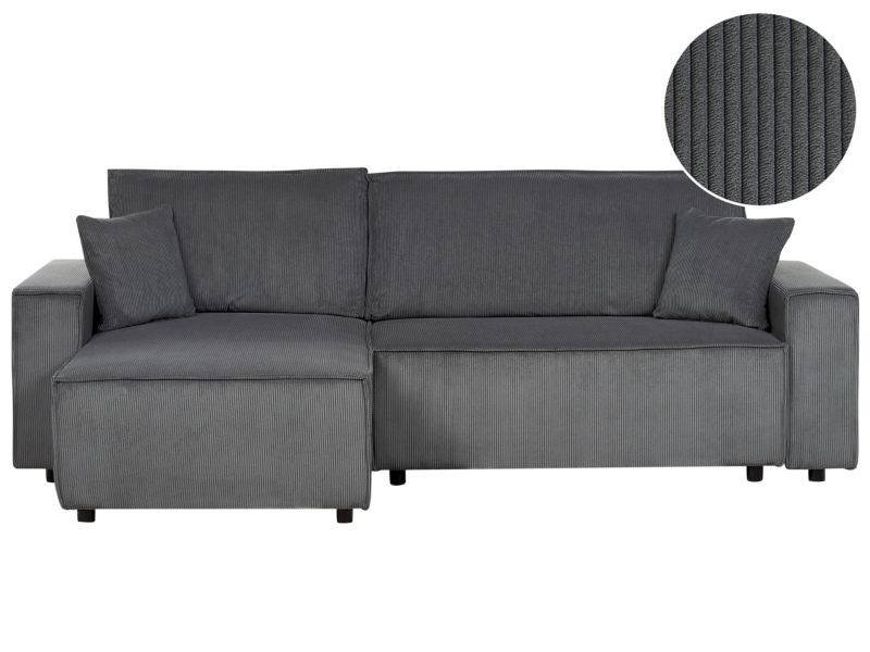 Sofa rozkładana Abacka Grafitowy Sztruks Prawostronny 1 szt.