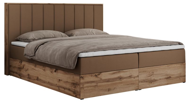 Łóżko kontynentalne MKS Meble BELLISSIMO 160x200 H3 brązowy ekoskóra 1szt.