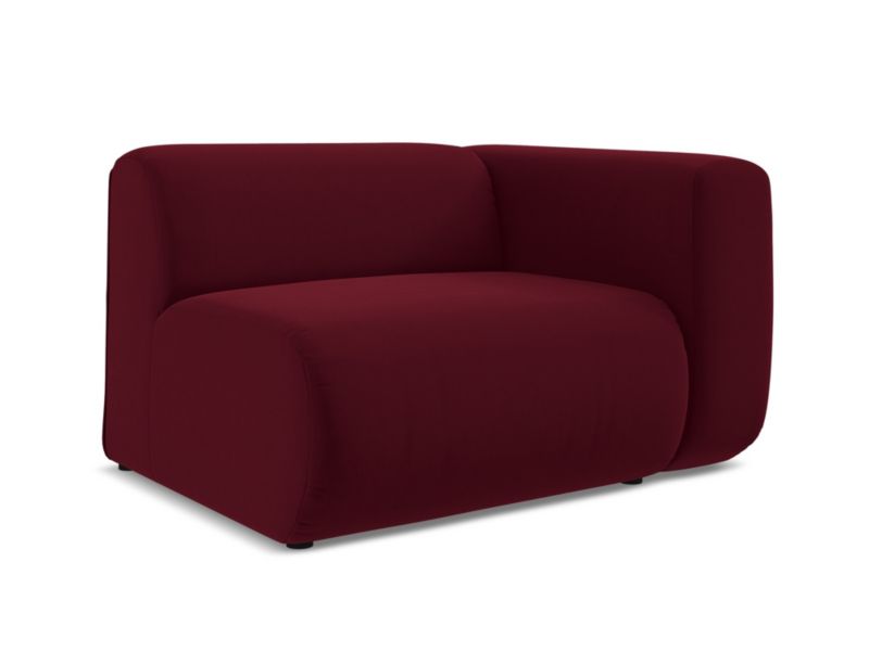 Moduł z podłokietnikiem prawy Makamii Ekahi z tkaniny welwetowej 114x89 cm burgundowy 1 szt.