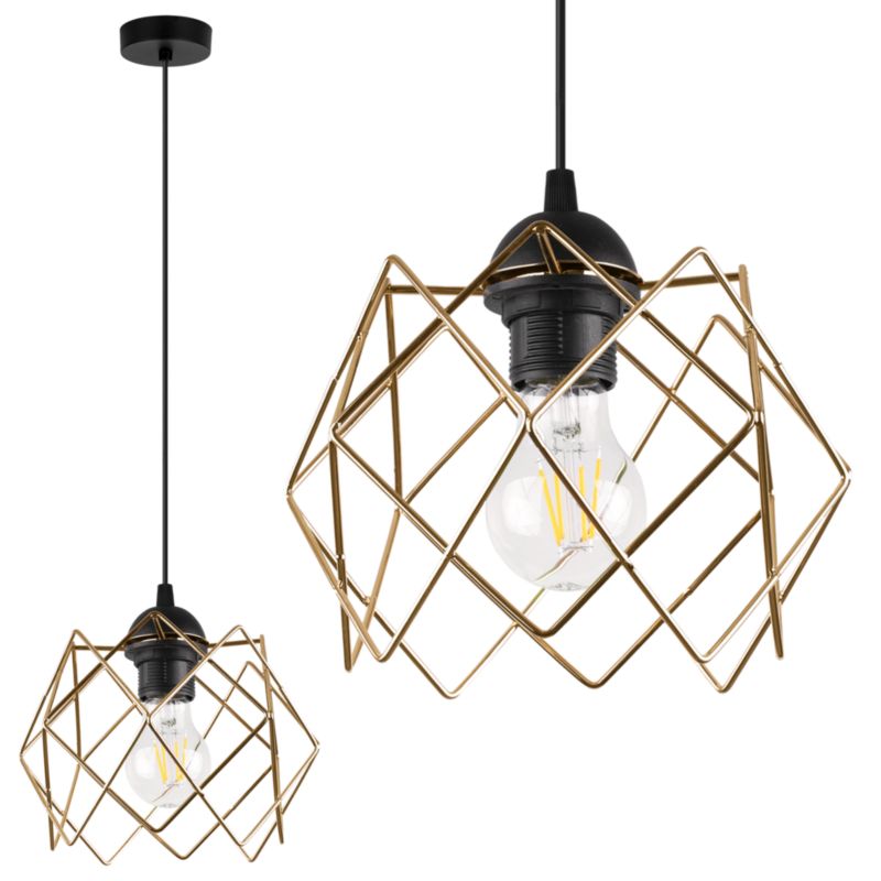Lampa sufitowa wisząca Light Home LH Stella 1x E27 60W klosz złoty 1szt.