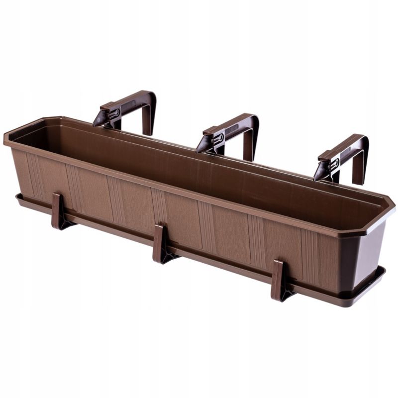 Donica Balkonowa KADAX + Podstawka Uchwyty 80cm Brąz 1szt.