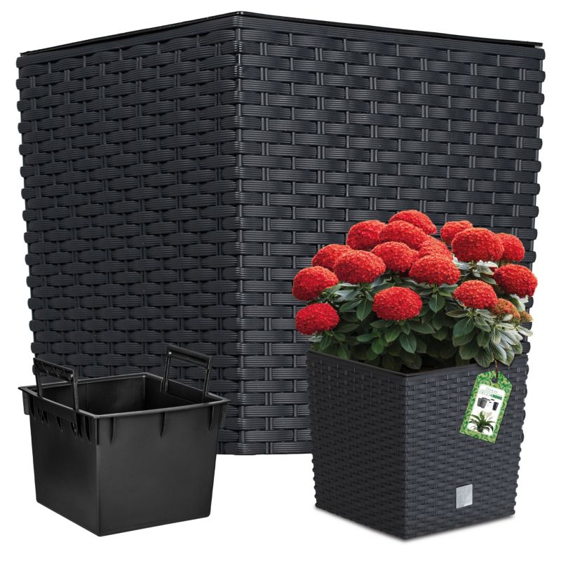 Doniczka Deco4Home Rattan niska donica antracyt 32,5cm 1 szt.