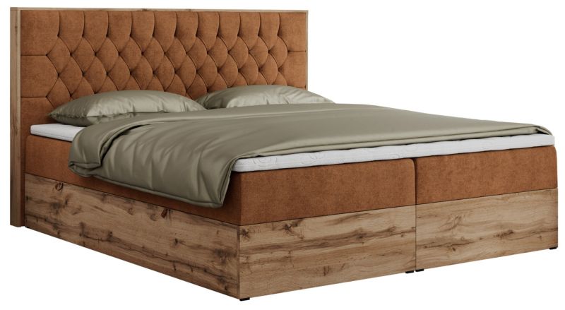 Łóżko kontynentalne MKS Meble AMORE 180x200 H3 pomarańczowy struktura 1szt.