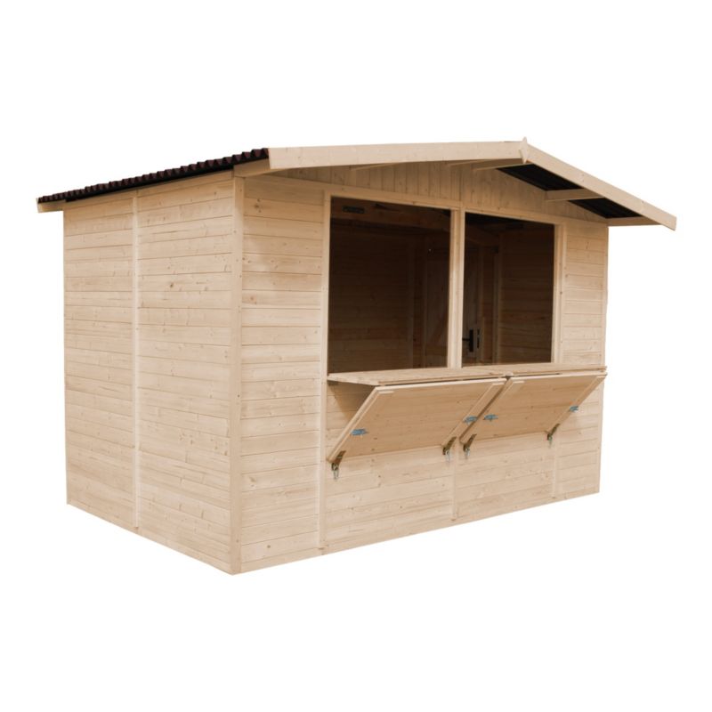 Drewniany pawilon-kiosk ogrodowy Timbela 6 m² M150 drewno naturalne, 2 okna, 1 szt.