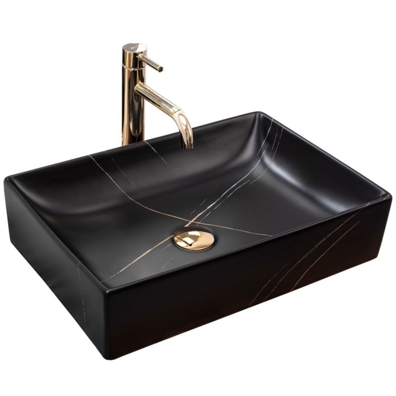 Umywalka Nablatowa Rea Inga Marble- Nablatowa Prostokątny Czarny 51X34,5X12Cm 1 Szt