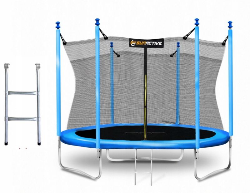 Trampolina Ogrodowa Dla Dzieci 8FT SunWood 252 cm z Drabinką Siatka Wewnętrzna 1 szt.