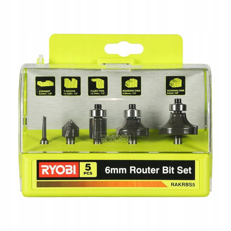 Zestaw Frezów Do Frezarki Górnowrzecionowej RYOBI 6 mm 5 Elementów 1szt.
