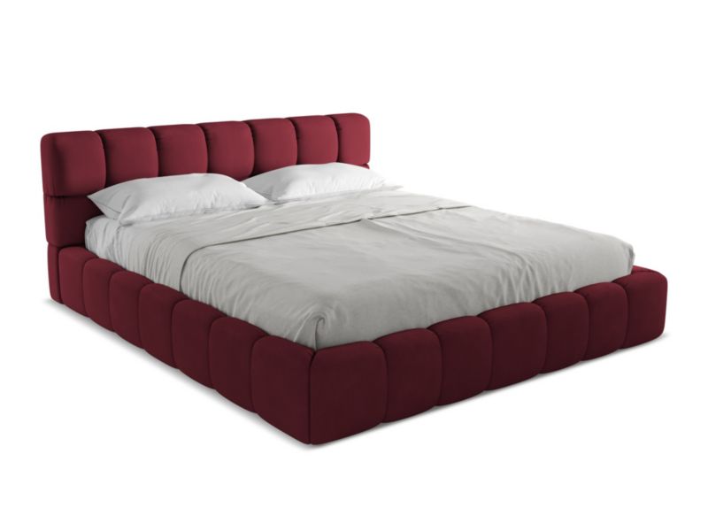 Łóżko Makamii Nalu z tkaniny szenilowej 180x200 bordo 1 szt.