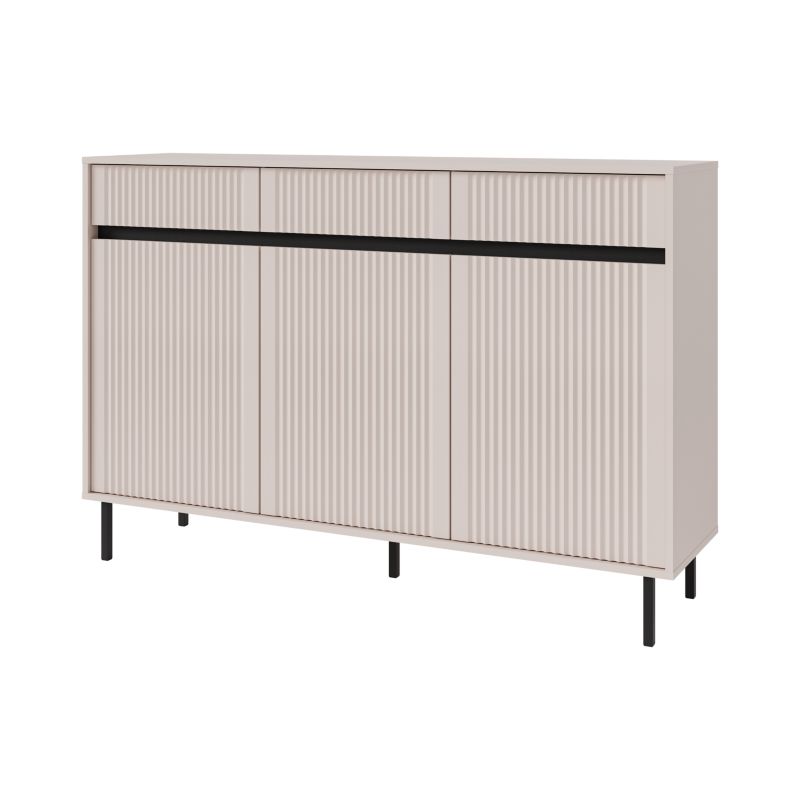 Komoda z ryflowanym frontem Bonni Yukashi 3F3S T833 beżowa 1 szt.