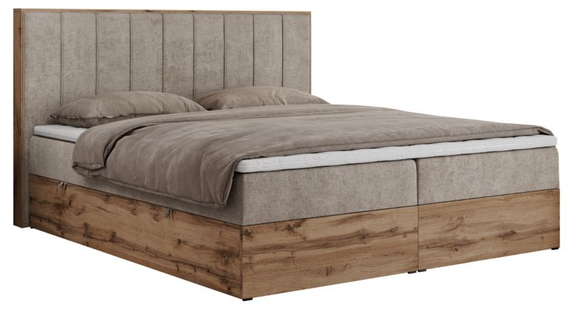 Łóżko kontynentalne MKS Meble BELLISSIMO 140x200 H3 beżowy struktura 1szt.