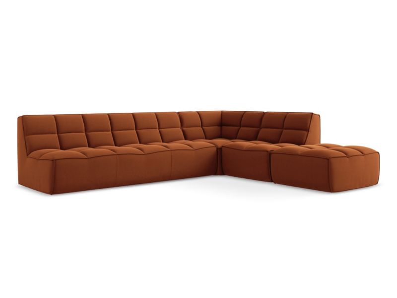 Narożnik uniwersalny Makamii Kalai z tkaniny welwetowej 308x258 cm terakota 1 szt.