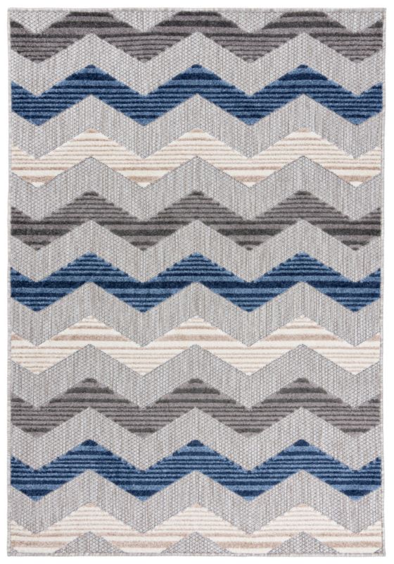 Dywan wewnętrzny/ zewnętrzny Aventura EC92A prostokąt 80 x 150 cm niebieski,szary nowoczesny wzór chevron,geometryczny 1 szt.