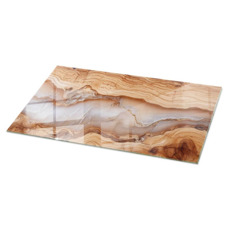 Blat szklany Tulup 120x60 cm Naturalne drewno z żywicą 1 szt.