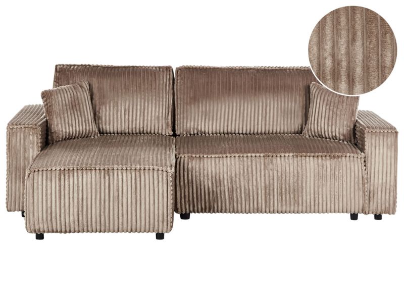 Sofa rozkładana Abacka Jasnobrązowy Sztruks Prawostronny 1 szt.