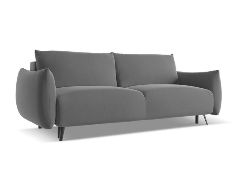 Kanapa 3-osobowa z funkcją spania Makamii Malie z tkaniny welwetowej 230x105 cm szary 1 szt.