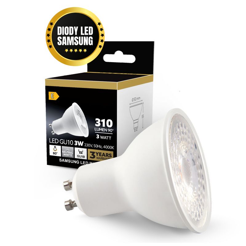 Żarówka LED GU10 3W Kobi Premium barwa neutralna 4000k 5szt.