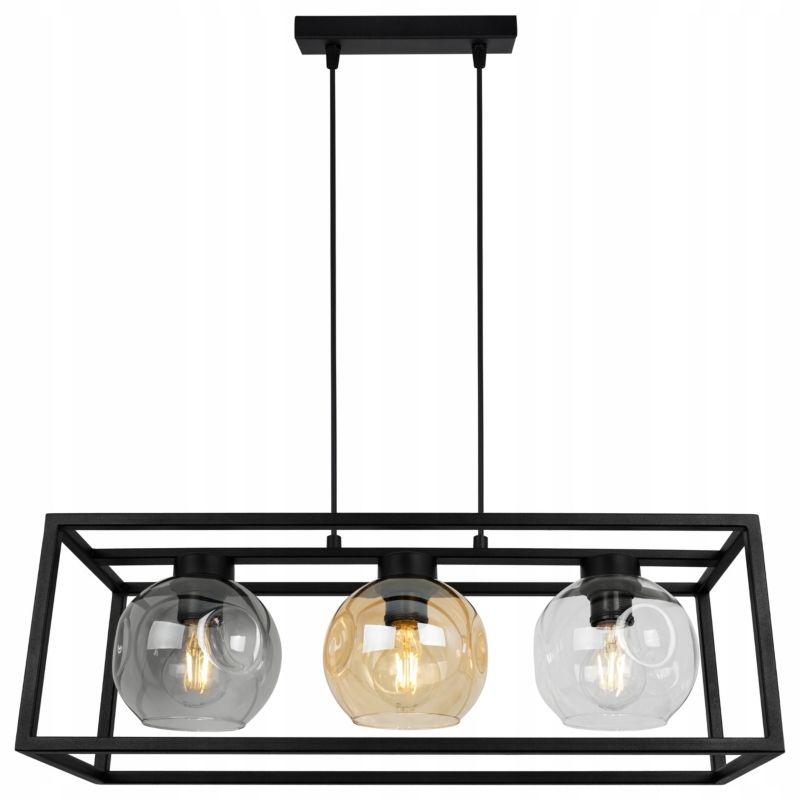 Lampa sufitowa wisząca Light Home LH Rio Cage 3x E27 60W miodowy/bezbarwny/szary 1szt