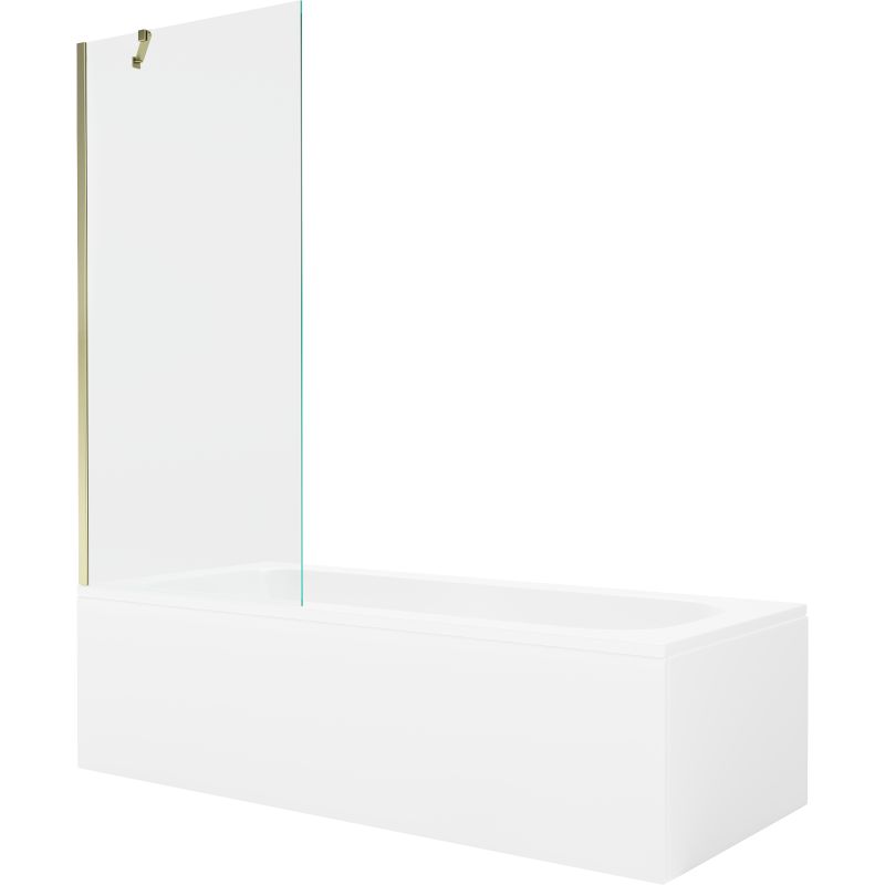 Wanna prostokątna Mexen Vega 170 x 70 cm z obudową i parawanem 1-skrzydłowym 80 cm transparent złoty 1 kpl.