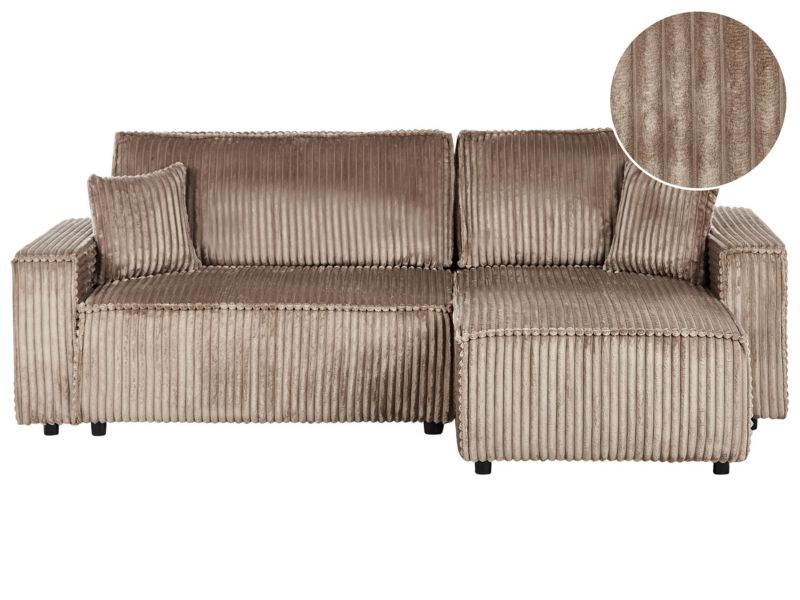 Sofa rozkładana Abacka Jasnobrązowy Sztruks Lewostronny 1 szt.