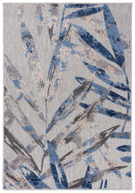 Dywan wewnętrzny/ zewnętrzny Aventura EC68B prostokąt 120 x 170 cm niebieski,szary nowoczesny, boho wzór roślinny 1 szt.