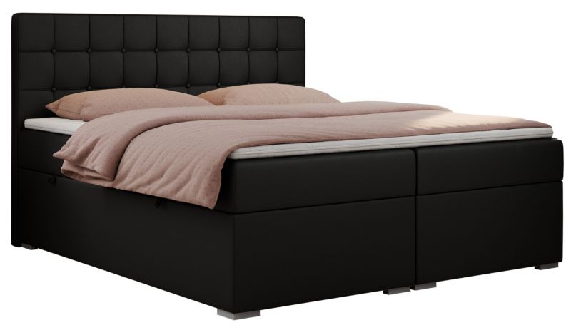 Łóżko kontynentalne MKS Meble CARMEN 160x200 H3 czarny ekoskóra 1szt.