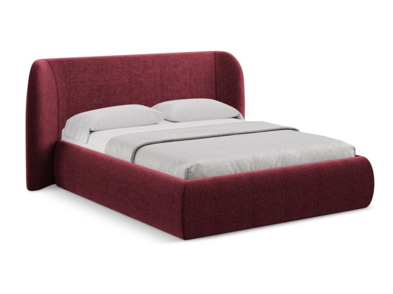 Łóżko Makamii Hauke z tkaniny szenilowej 160x200 bordo 1 szt.