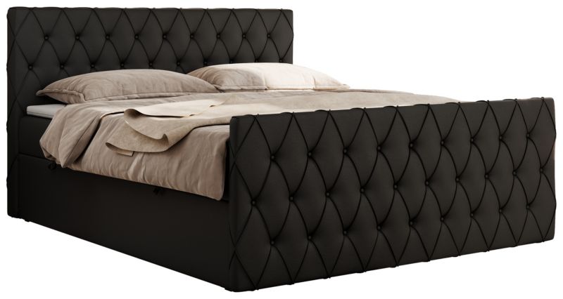 Łóżko kontynentalne MKS Meble MIREN DUO 160x200 H4 Czarny ecoskóra 1szt.