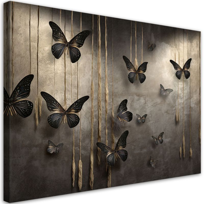 Obraz do salonu sypialni Feeby Czarne Motyle Owady 90x60 cm 1szt