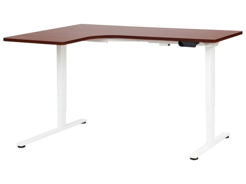Biurko narożne lewe regulowane elektrycznie 160 x 59 cm ciemnobrązowe z białym Destines 1 szt.