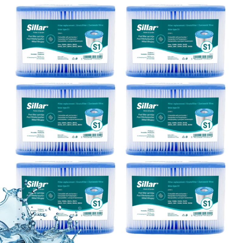 Filtr do basenu, jacuzzi, Sillar, do pompy basenowej 28404 28422, zamiennik Intex typ S1, 6szt