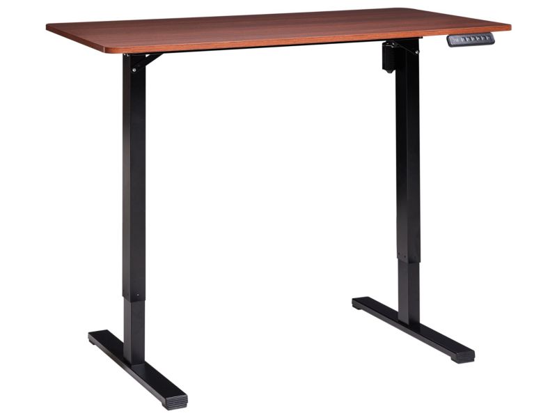 Biurko regulowane elektrycznie 120 x 60 cm czarne z ciemnobrązowym Tavares 1 szt.