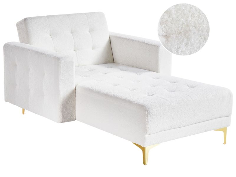 Szezlong boucle biały Aberdeen 1 szt.