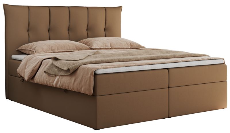 Łóżko kontynentalne MKS Meble PREMIUM 10 160x200 H3 Brązowy ecoskóra 1szt.