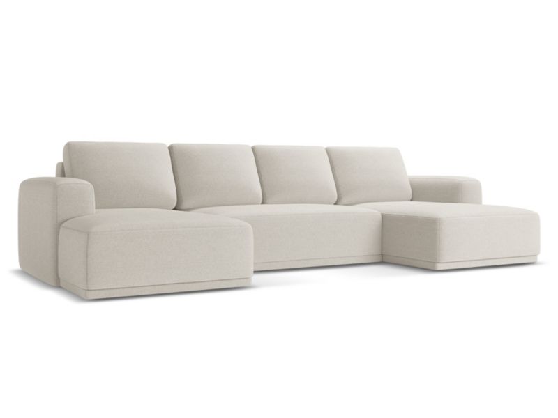 Sofa panoramiczna z funkcją spania Makamii Kaila z tkaniny szenilowej 333x160 cm srebrny 1 szt.