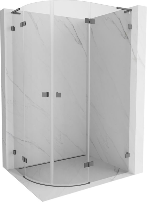 Kabina prysznicowa Mexen Lunar L półokrągła uchylna prawa 80 x 70 cm transparent gun metal 1 szt.