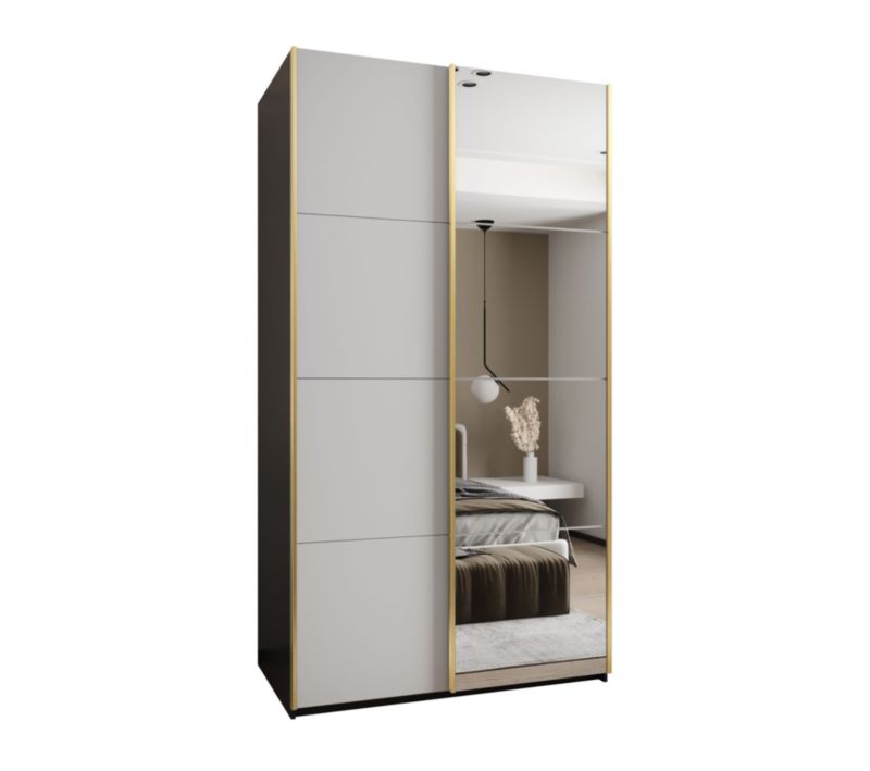 Szafa przesuwna Abiks LUX 3 wysoka szer.130cm czarny/biały/złoty 1szt.
