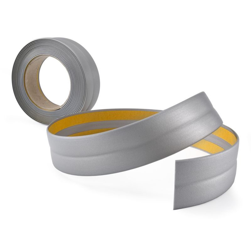 Listwa wykończeniowa PCV 30x30mm, QUEST, samoprzylepna, elastyczna, miękka taśma dekoracyjna, srebrny, 5m