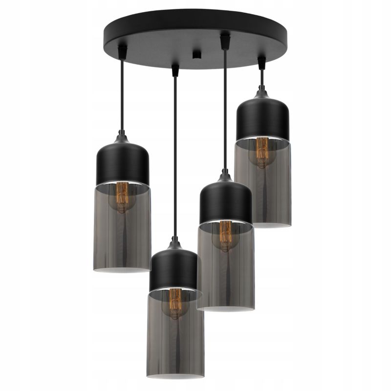 Lampa sufitowa wisząca Light Home LH Oslo tuba 4x E27 60W czarny/szary 1szt.