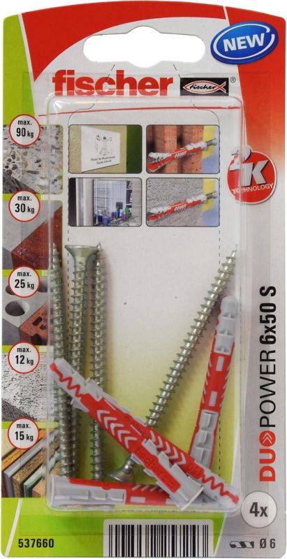 Kołek uniwersalny Fischer Duopower 6 x 50 z wkrętem 4 szt.