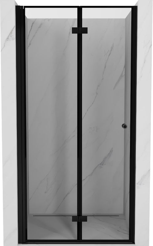 Składane drzwi prysznicowe Mexen Mist-F czarne 60x200 cm lewa 1 szt