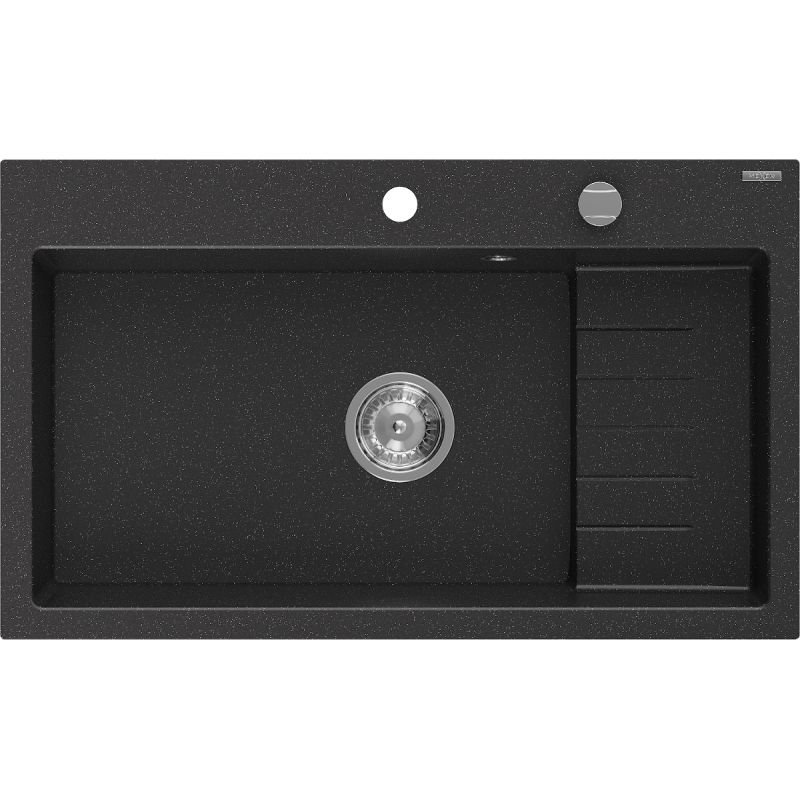 Zlewozmywak wpuszczany Mexen Omar 1-komorowy czarny/srebrny metalik 800x480 mm 6520801005-73