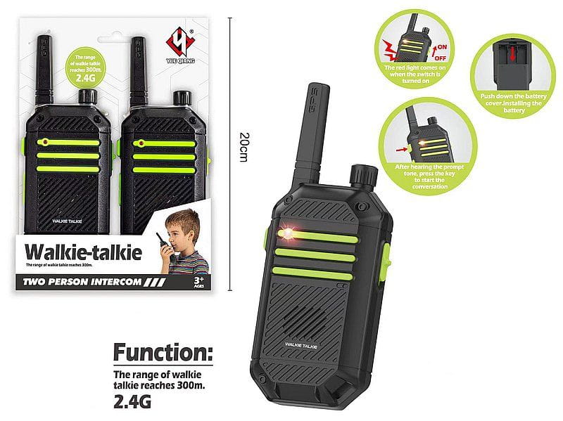 walkie talkie na baterie, zasięg do 300m; 20x14,5x4cm