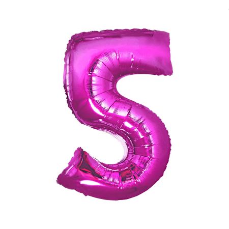 Balon foliowy Cyfra Ciemny róż "5" - Wielkość 92cm