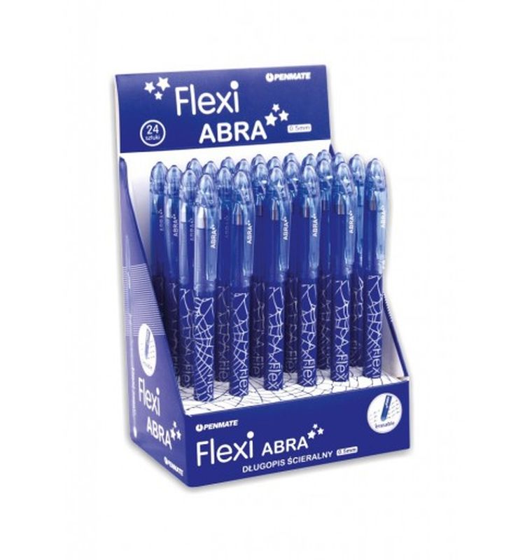 Długopis ścieralny FLEXI ABRA, niebieski dispaly 24szt