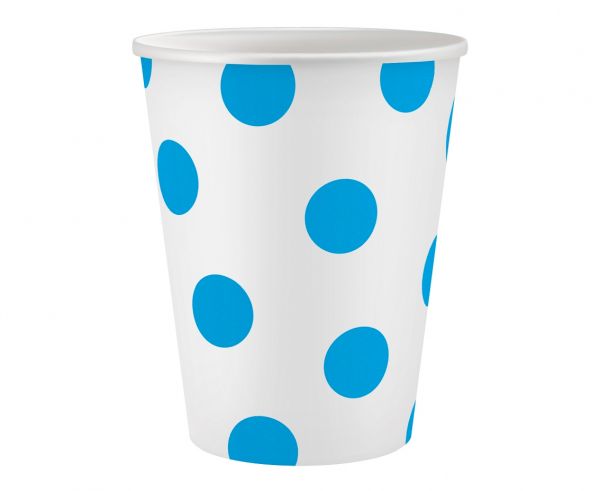 KUBKI PAP GROSZKI 250ML 6SZT BŁĘKIT
